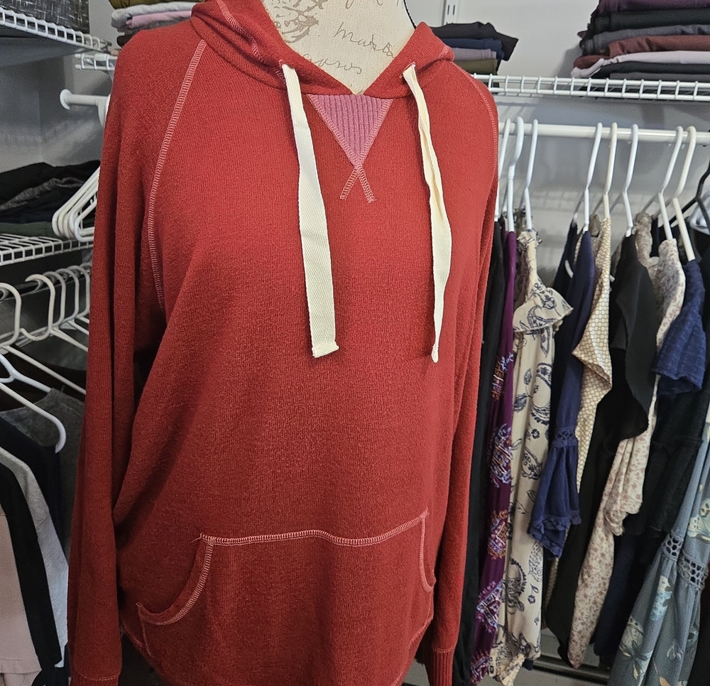 Torrid Rust Red Hooded Pullover with Contrast Drawstrings